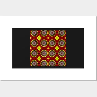 Red Yellow Chrysanthemum Pattern Number 13 Posters and Art